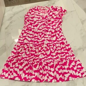 Jude Connally Pink and White Sundress